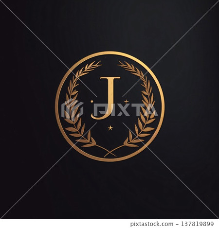 Initial Letter J Logo with Laurel Wreath. Luxury Corporate Business Identity 137819899