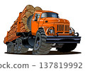 Vector Cartoon logging truck 137819992