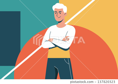Confident Smiling Man with Arms Crossed Confident Smiling Man with Arms Crossed 137820323