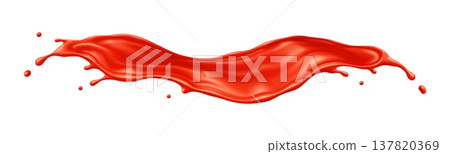 Tomato juice drink and ketchup sauce wave splash. Realistic 3d vector red sauce splashing. Fluid pouring stream swirl or spill beverage or cooking ingredient. Liquid fresh drink flow motion with drops Tomato juice drink and ketchup sauce wave splash. Realistic 3d vector red sauce splashing. Fluid pouring stream swirl or spill beverage or cooking ingredient. Liquid fresh drink flow motion with drops 137820369