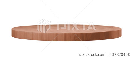 Realistic 3d round wooden podium stage plate, display, wood platform for cosmetic products presentation or exhibition. Vector studio interior stage or circular stand for eco rustic goods showcase Realistic 3d round wooden podium stage plate, display, wood platform for cosmetic products presentation or exhibition. Vector studio interior stage or circular stand for eco rustic goods showcase 137820408