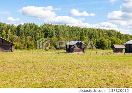 Rural Wooden Houses in Summer Countryside Rural Wooden Houses in Summer Countryside 137820613