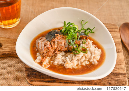 Mackerel miso oatmeal rice 137820647