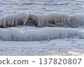 Ice formations on the shoreline during winter time in a cold coastal area 137820807