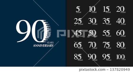 Set of trendy anniversary logotype. Modern geometric anniversary celebration icons design. 137820949