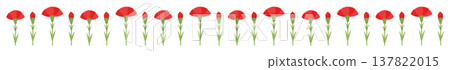 Red carnation decorative border, Mother's Day line illustration material Red carnation decorative border, Mother's Day line illustration material 137822015