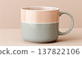 Close up of coffee cup on pastel color background with copy space 137822106