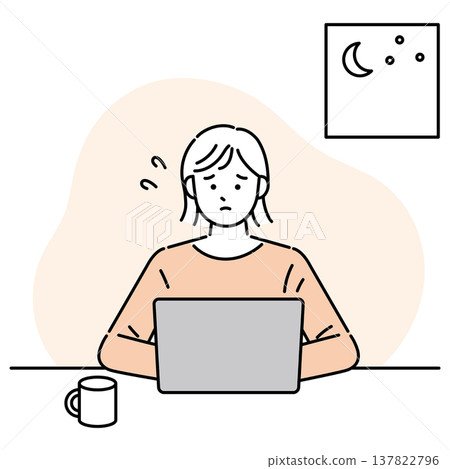 A woman who is having trouble working on a computer A woman who is having trouble working on a computer 137822796