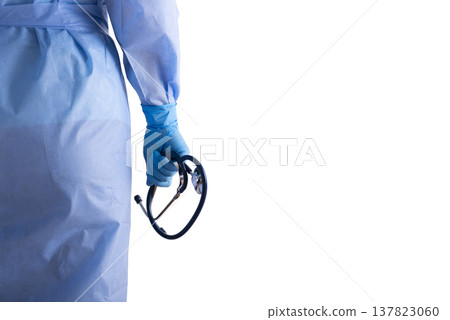 Healthcare Professional with Stethoscope isolated on white background Healthcare Professional with Stethoscope isolated on white background 137823060