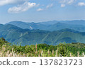 The view from the summit of Mt. Bōnoori (Bōnomine): the ridgeline of Okumusashi and Okutama stretching out against the autumn blue sky. 137823723