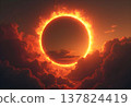 Solar Eclipse Surreal Artwork A Glowing Ring of Fire Surrounding the Darkened Sun 137824419
