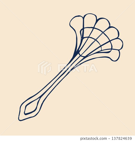 A whimsical vector illustration features a dessert spoon shaped like a shell, embodying the enchanting mermaidcore aesthetic. A whimsical vector illustration features a dessert spoon shaped like a shell, embodying the enchanting mermaidcore aesthetic. 137824639