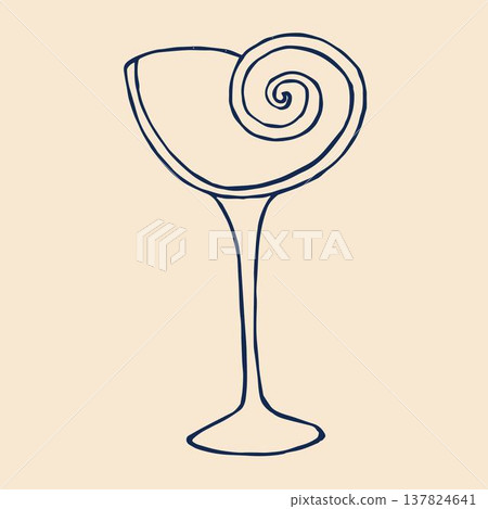 A whimsical vector illustration showcases a shell-shaped glass, embodying the enchanting mermaidcore aesthetic. A whimsical vector illustration showcases a shell-shaped glass, embodying the enchanting mermaidcore aesthetic. 137824641