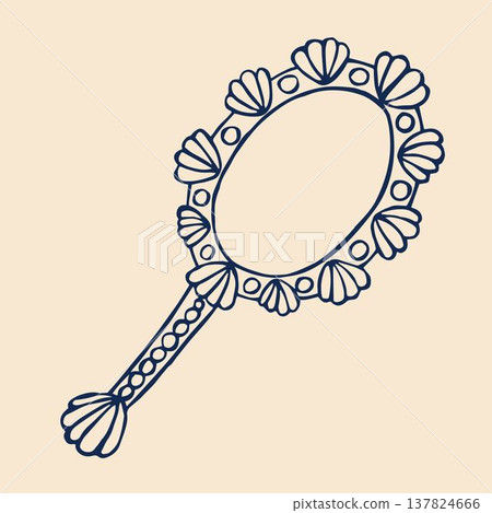 A whimsical mermaidcore-style hand mirror featuring intricate ocean-inspired designs. A whimsical mermaidcore-style hand mirror featuring intricate ocean-inspired designs. 137824666