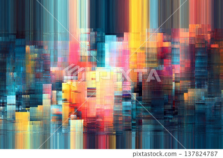 Colorful Abstract Composition Evokes Vibrant Emotions and Dynamic Energy Generative AI 137824787