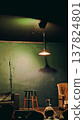 Cozy stage with microphone and stool 137824801