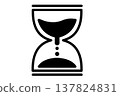 A simple black and white illustration icon of an hourglass. 137824831