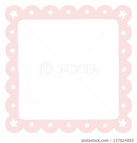 Lace-style frame, partially transparent in the center (transparency check required), pink, square. 137824883