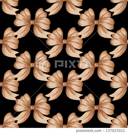 Elegant watercolor seamless patterns with hand-painted beige ribbons and bows. Ideal for Easter, birthdays, gift wrapping, scrapbooking, and festive textile designs, children's clothing and textiles Elegant watercolor seamless patterns with hand-painted beige ribbons and bows. Ideal for Easter, birthdays, gift wrapping, scrapbooking, and festive textile designs, children's clothing and textiles 137825022