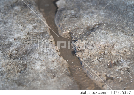 Exposed dirty ice fissures revealing drainage paths. Analysis of melting cracks exposing contaminated ice and subtle water drainage routes in changing climate conditions Exposed dirty ice fissures revealing drainage paths. Analysis of melting cracks exposing contaminated ice and subtle water drainage routes in changing climate conditions 137825397