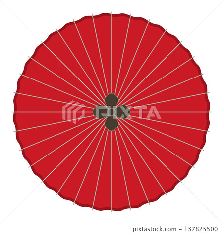 A Japanese-style illustration of a red umbrella, plain background, overhead view, white background, traditional craft. A Japanese-style illustration of a red umbrella, plain background, overhead view, white background, traditional craft. 137825500