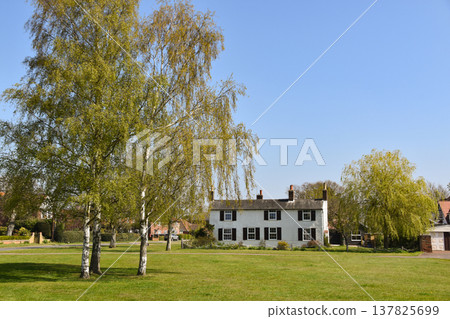 Trees and a house on Great Bentley Village Green in Essex Trees and a house on Great Bentley Village Green in Essex 137825699