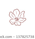 Elegant floral contour with blooming flower and buds in minimalist style 137825738