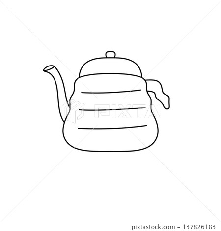 Simple line drawing of a teapot Simple line drawing of a teapot 137826183