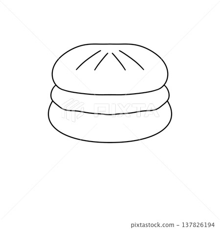 Simple line drawing of a round sandwich 137826194
