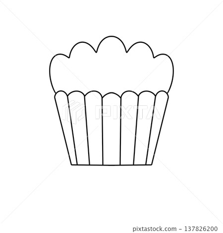 Simple outline of a cupcake in a paper liner Simple outline of a cupcake in a paper liner 137826200