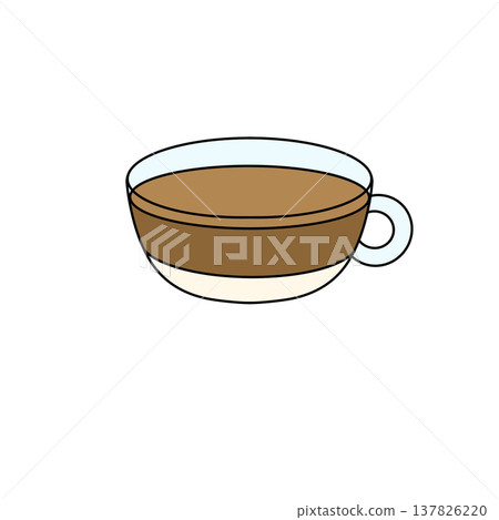 Simple cartoon cup filled with warm, inviting beverage Simple cartoon cup filled with warm, inviting beverage 137826220