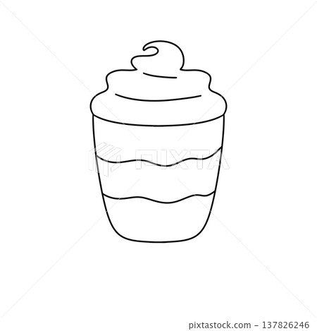 Simple line drawing of a cupcake Simple line drawing of a cupcake 137826246