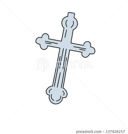 Light blue cross with decorative flourishes 137826257