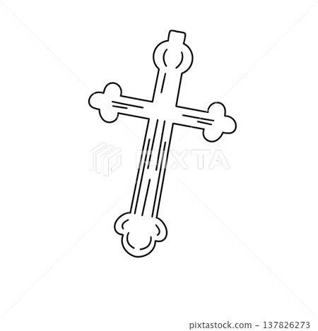Simple line drawing of a cross 137826273