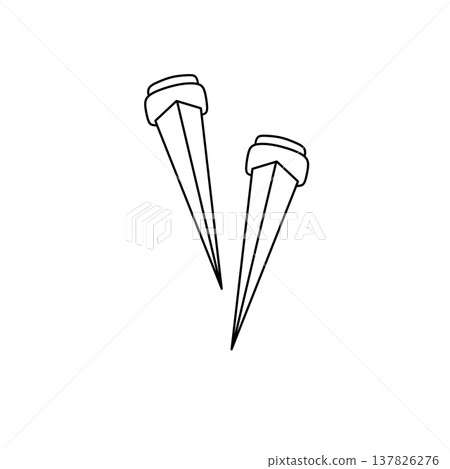 Simple line drawing of two ice cream cones Simple line drawing of two ice cream cones 137826276