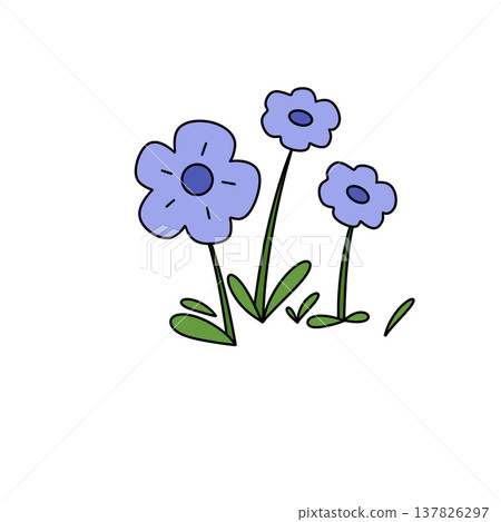 Soft purple flowers bloom with gentle stems and leaves Soft purple flowers bloom with gentle stems and leaves 137826297