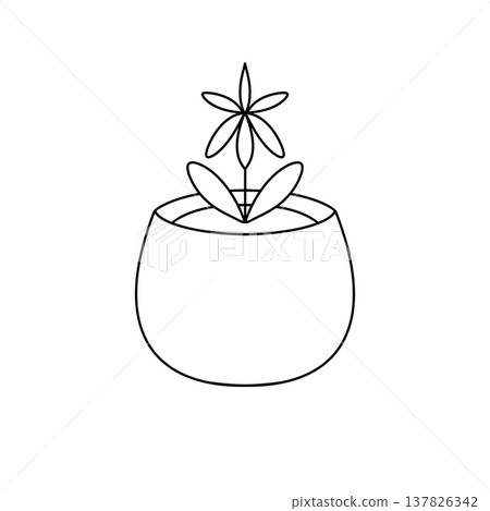 Simple line drawing of a potted plant 137826342