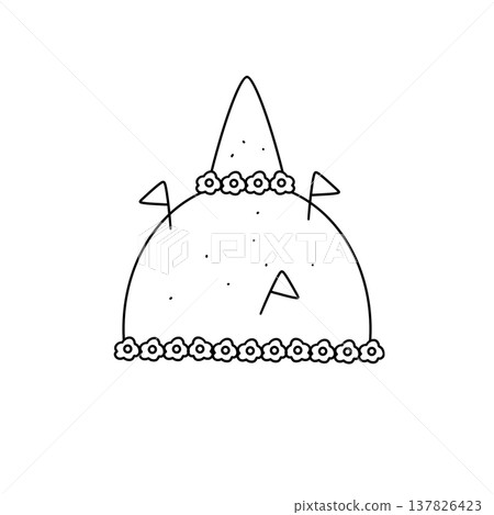 Simple line drawing of a whimsical hat 137826423