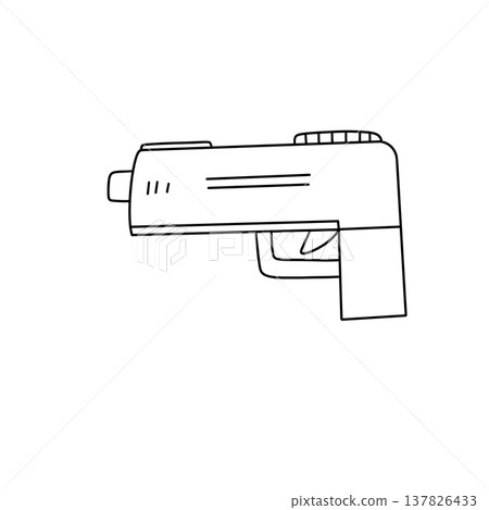 Simple black line drawing of a handgun Simple black line drawing of a handgun 137826433