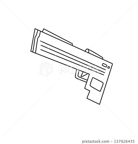 Simple line drawing of a handgun 137826435