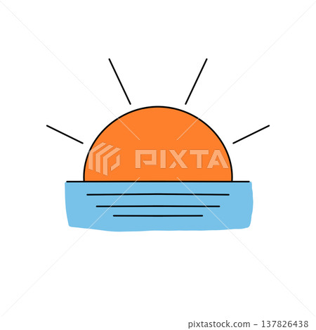 Simple sun rises above calm ocean waters 137826438