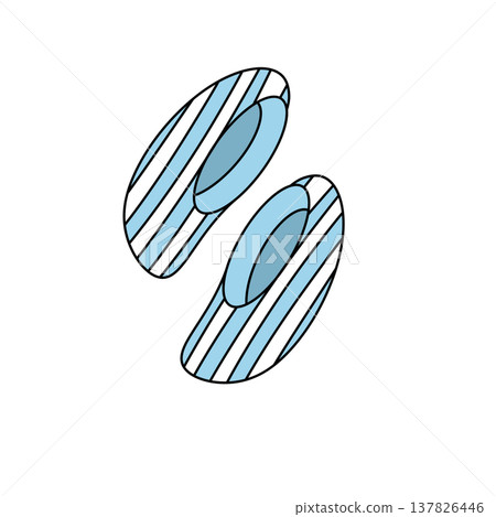 Blue striped shapes twist gently against a clean white background Blue striped shapes twist gently against a clean white background 137826446