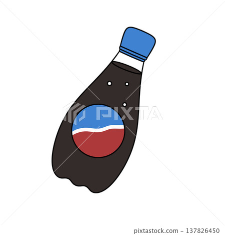 Soda bottle with blue cap and red liquid inside Soda bottle with blue cap and red liquid inside 137826450