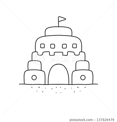 Simple line drawing of a castle 137826479