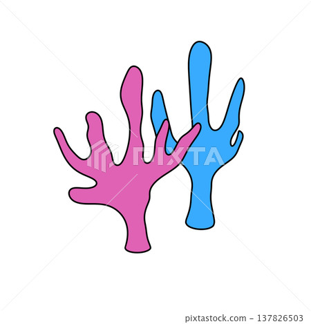 Pink and blue coral branches stand side by side Pink and blue coral branches stand side by side 137826503