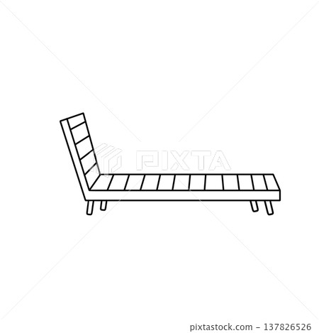 Simple line drawing shows a lounge chair 137826526