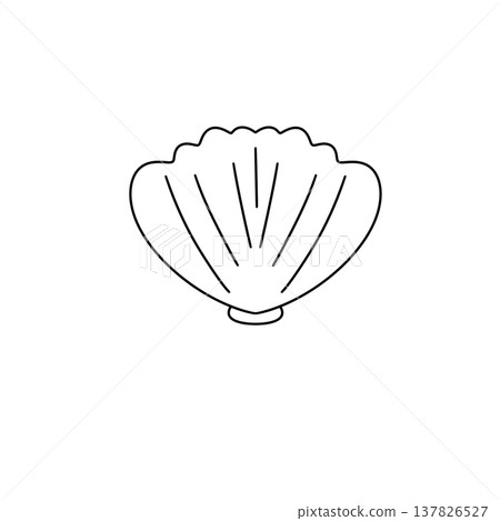 Simple outline of a seashell on plain white background 137826527
