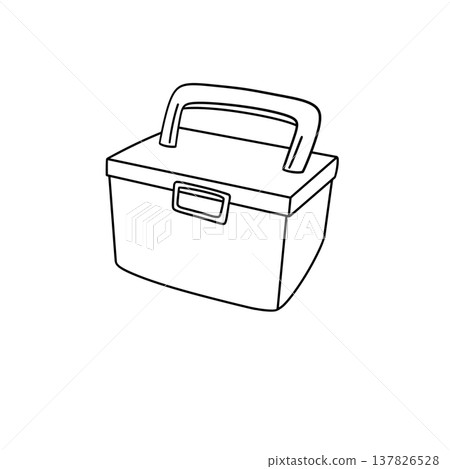 Simple line drawing of a rectangular toolbox Simple line drawing of a rectangular toolbox 137826528