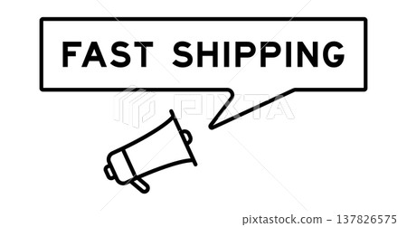 Megaphone icon with speech bubble in word fast shipping on white background Megaphone icon with speech bubble in word fast shipping on white background 137826575