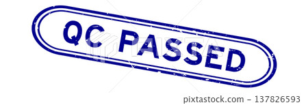 Grunge blue QC passed word rubber seal stamp on white background Grunge blue QC passed word rubber seal stamp on white background 137826593